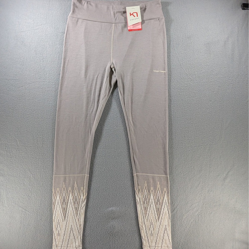 Kari Traa Juliane Wool Pants Women XL Grey Merino Baselayer Leggings New